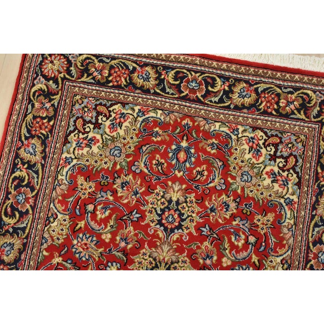 Fine Qom Rug 3’3” X 4’11” Red Wool Traditional Hand-Knotted Oriental Carpet For Sale In Philadelphia - Image 6 of 12