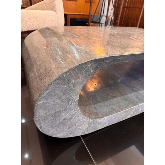 1980s Geometric Tessellated Grey Marble Coffee Table, 1980s For Sale - Image 5 of 9