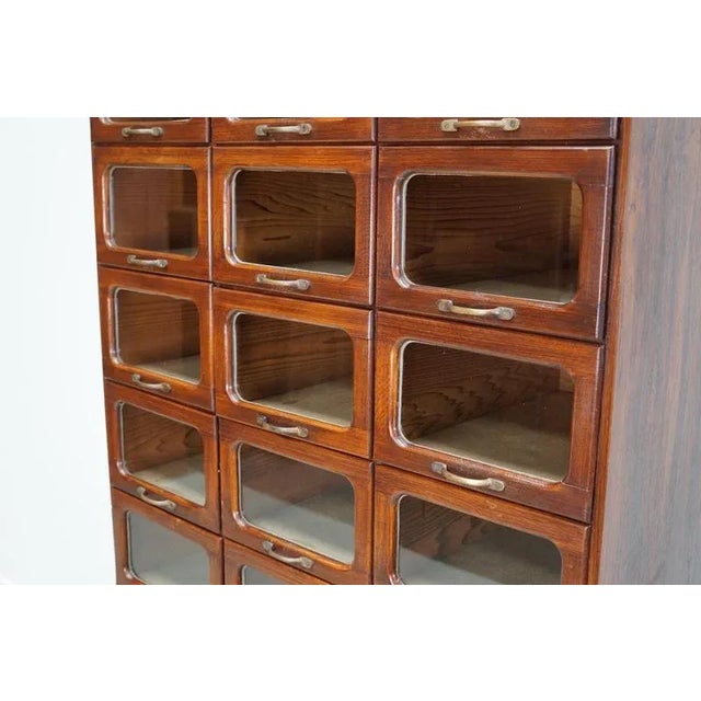 English Haberdashery Shop Cabinet with Glass Fronted Drawers, 1930s For Sale - Image 4 of 18