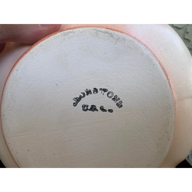 Vintage Peach Glazed Ceramic Wash Basin & Pitcher Set With Floral Motif – Victorian Revival For Sale - Image 9 of 12