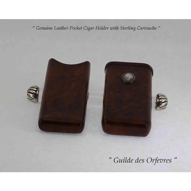 "Fine Genuine Leather Cigar-Holders with Sterling Silver Cartouche Size : 6 in. These Beautiful Leather Cigar-Holders...