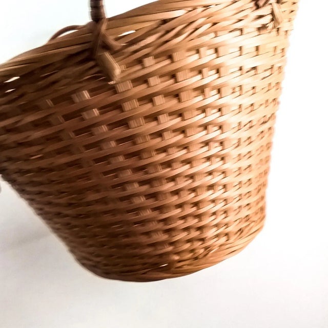 Wood Vintage Hand Woven Fruit Flower Wicker Basket For Sale - Image 7 of 13