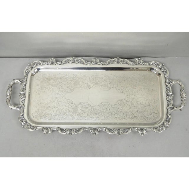 Vintage Old English Poole Silver Plated Footed Narrow Serving Platter Bar Tray For Sale - Image 17 of 17