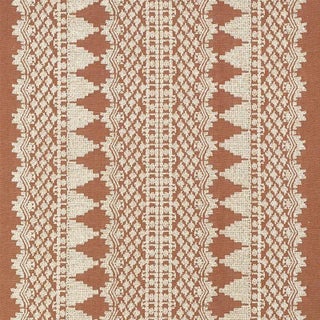 Schumacher Wentworth Embroidery Fabric in Rust For Sale