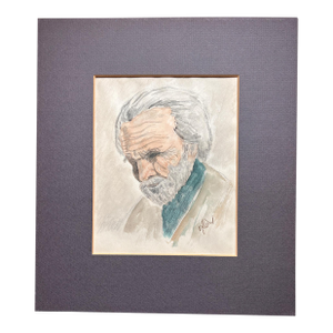 Vintage Expressionist Portrait Painting of Elderly Man Signed Enlow