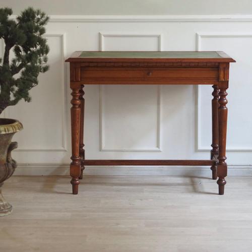 Small Antique Desk or Console Table with Green Leather Top, 1890s For Sale - Image 3 of 18