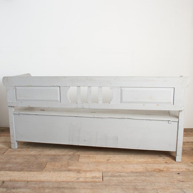 Wood Antique Hungarian Settle with Storage, 1950s For Sale - Image 7 of 11