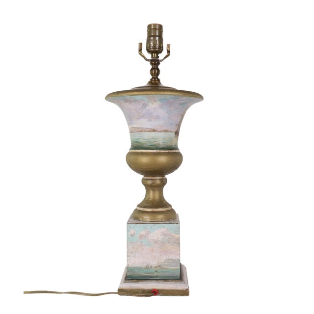Nautical Vintage Florentine-Style Hand-Painted Nautical Table Lamp For Sale - Image 3 of 10