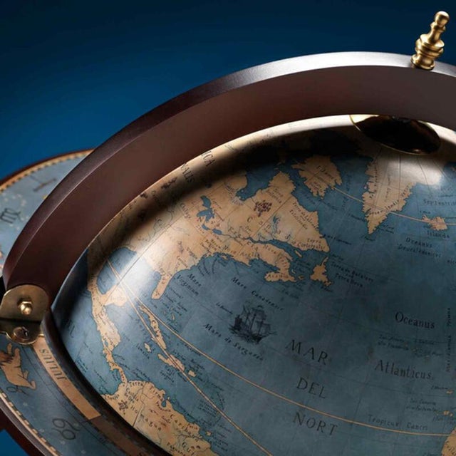 Contemporary Da Vinci Blue Dust Bar Globe by Zoffoli Mappamondi For Sale - Image 3 of 7