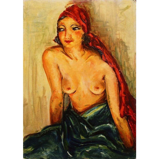 Portrait of Woman - Oil on Wooden Panel by Antonio Feltrinelli - 1930s 1930s For Sale - Image 4 of 4