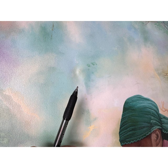 Large - 2019 “Fruit Market Vendors” Haitian Folk Art OilOn Canvas Painting by Horestal E. For Sale - Image 10 of 12