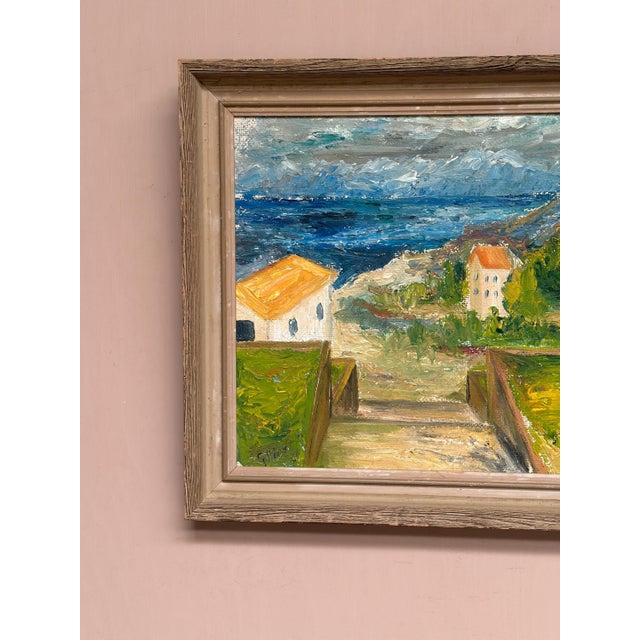Coastal Landscape with House, 1950s, Oil Painting on Panel, Framed For Sale - Image 11 of 18
