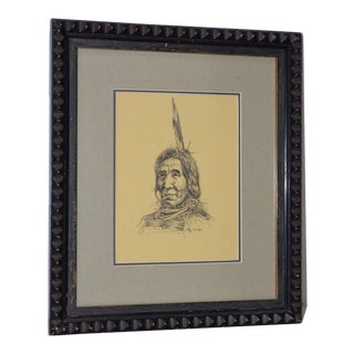 Ray Swanson "Native American" Original Pen & Ink c.1960s For Sale