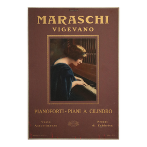 1922 Italian Piano Advertisement Poster - Maraschi Vigevano (Red)