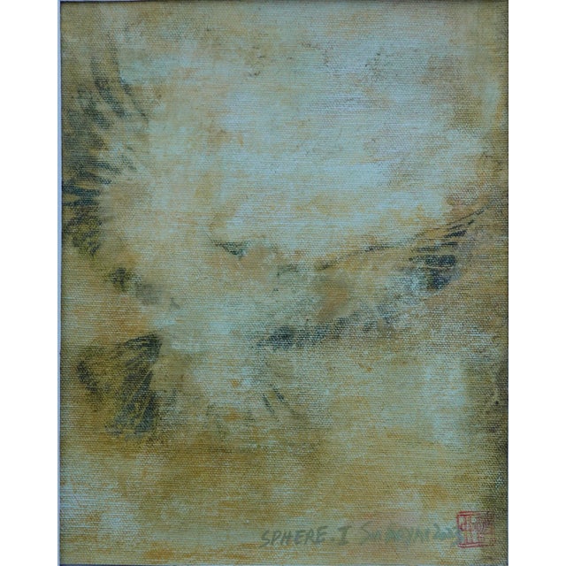 One-of-a-kind mixed media manipulated painted photographs on gold hand-painted canvas Painting is 8X10” gold painted...