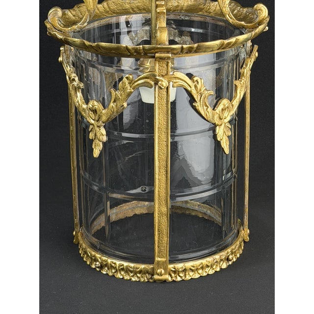 French Louis XV Style Gilt Bronze and Glass Lantern Chandelier, 1880-1910 For Sale - Image 4 of 13