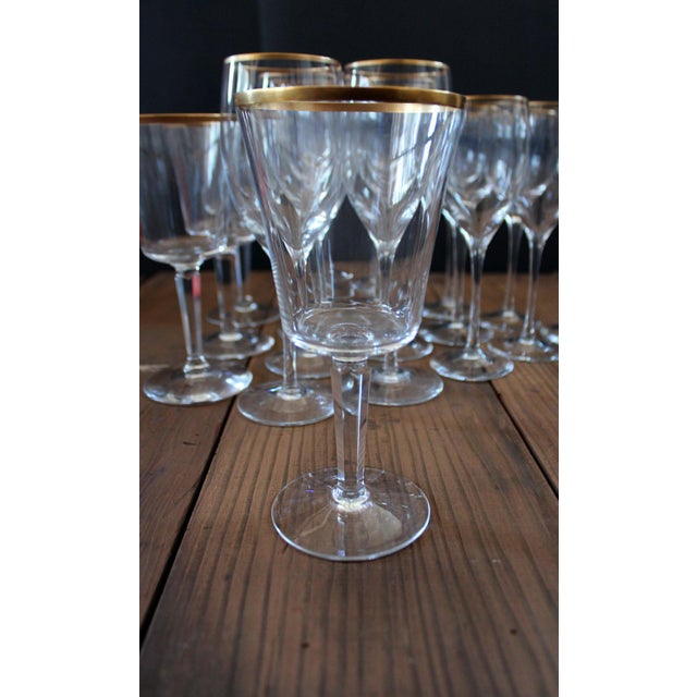 1980s Traditional Lenox Gold Rim Crystal Water and Wine Glasses Set