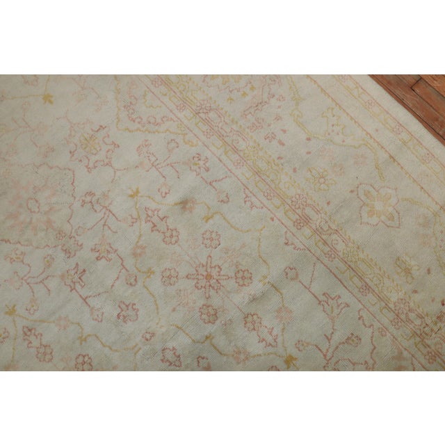 Beige Feminine Pale Cream Antique Turkish Oushak Rug, 20th Century For Sale - Image 8 of 18