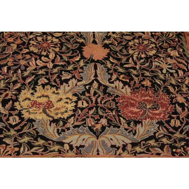 1980s Art Nouveau Pak-Persian Black/Lt. Gray Wool Rug -9'1 X 11'9 For Sale - Image 4 of 8