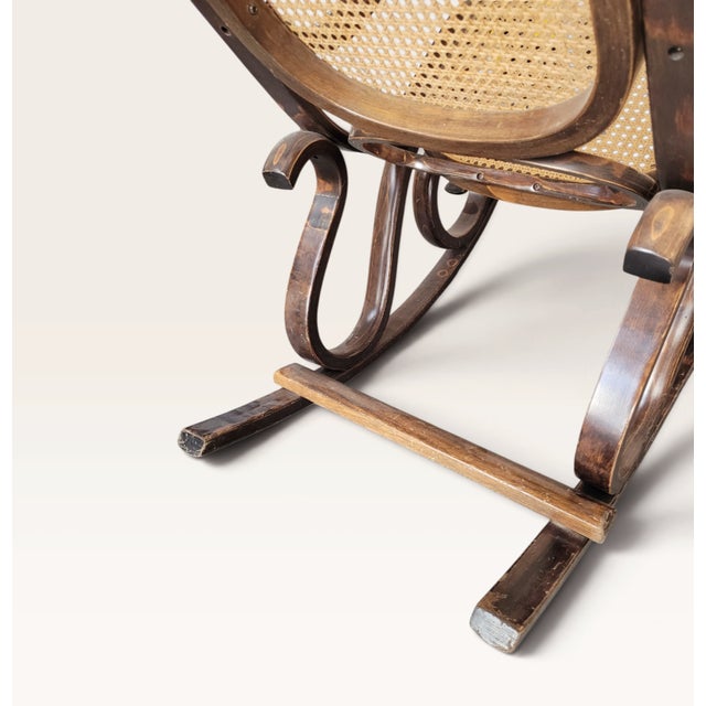 Antique Bentwood Beech and Cane Rocking Chair in the style of Thonet, 1890 For Sale - Image 13 of 18