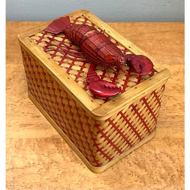 Vintage Shanghai Weave Rattan Lobster Box For Sale - Image 11 of 12