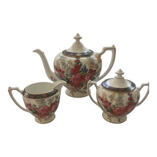 Wedgwood Ralph Lauren Hampton Floral Teapot Creamer and Sugar For Sale
