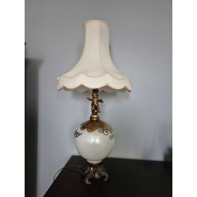Art Deco Mid 20th Century Hollywood Regency Cherub Table Lamp For Sale - Image 3 of 7