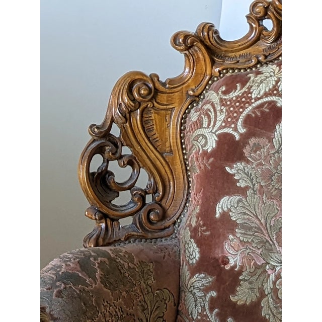 Pair of Vintage Italian Beautifully Carved Rococo Design Chairs For Sale - Image 9 of 12