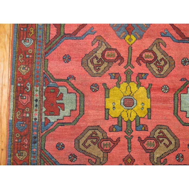 Traditional Coral Background 20th Century Antique Persian Rug For Sale In New York - Image 6 of 6