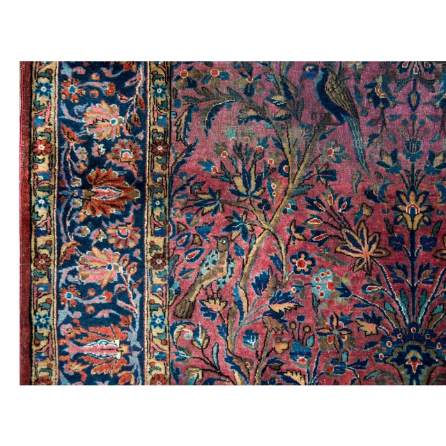 Rose Late 19th Century Persian Double Tree-of-Life Kashan Rug For Sale - Image 8 of 13