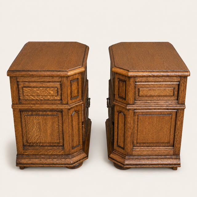 1960s 1960s French Provincial Style Oak Nightstands With Open Shelves, Pair For Sale - Image 5 of 7