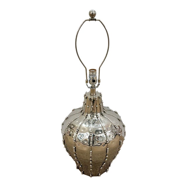 Arteriors Elise Lamp Beaded Polished Nickel For Sale