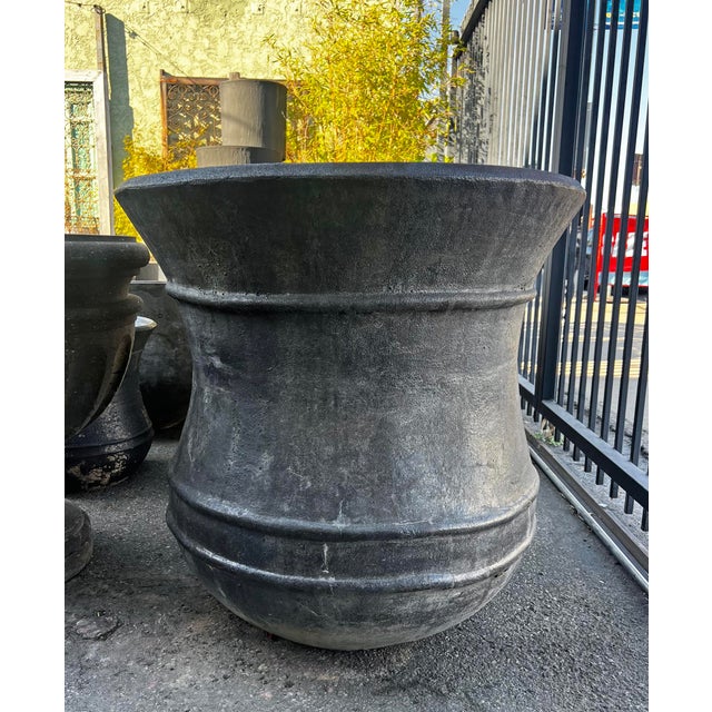 Early 21st Century Bell Black Earth Ware Vintage Planter Pot Large For Sale - Image 5 of 5