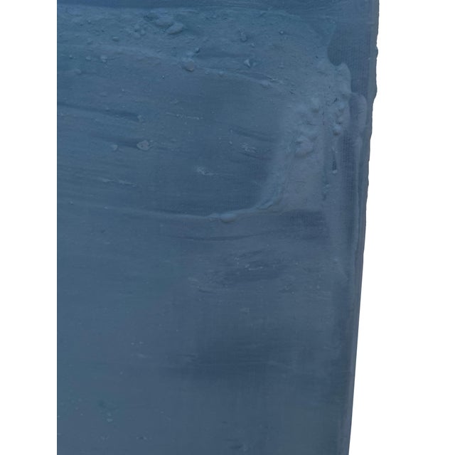 Navy Blue Mellow Blue Color Field Painting With Soft Dimensional Texture For Sale - Image 8 of 9