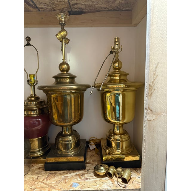 A Pair of 1960s Chapman Brass Urn Style Table Lamps For Sale - Image 16 of 18