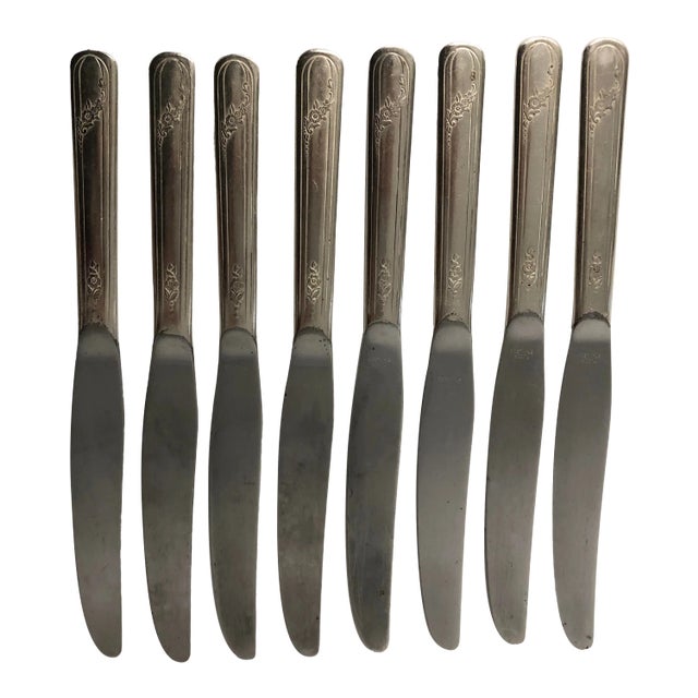 Vintage Tudor Silver Plated Dinner Knives S /8 For Sale