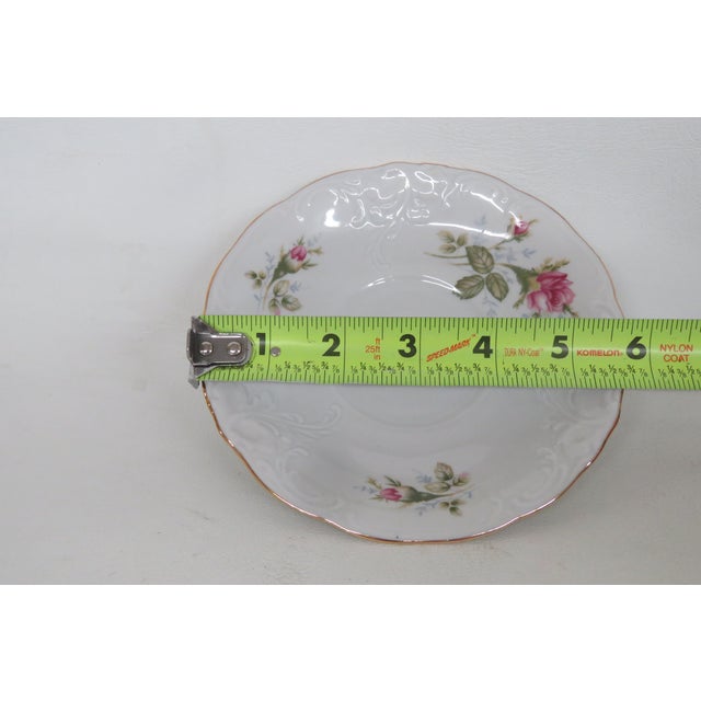 White Mid 20th Century Wawel Made in Poland Floral Saucer Pompadour Rose Collection Small Plate For Sale - Image 8 of 9