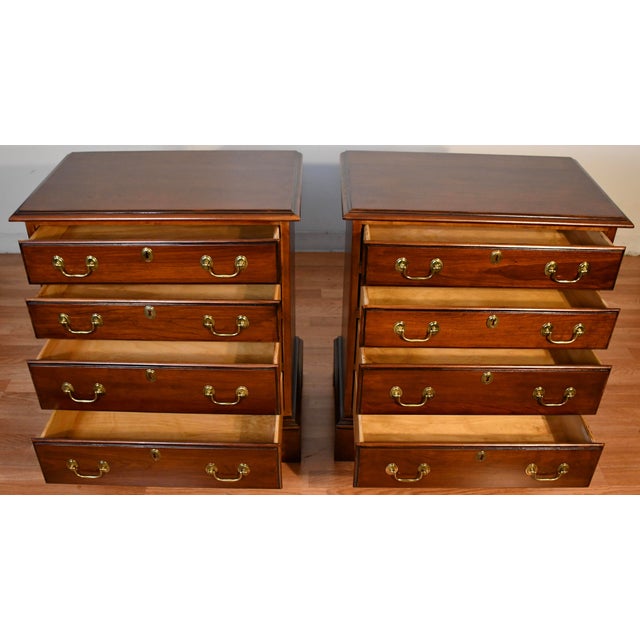 1960s Pair Harden English Traditional Cherry Wood Chest of Drawers / Commodes For Sale - Image 9 of 16