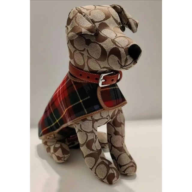 Figurative Vintage Coach Leather Signature Stuffed Collectible Khaki Display Dog For Sale - Image 3 of 12