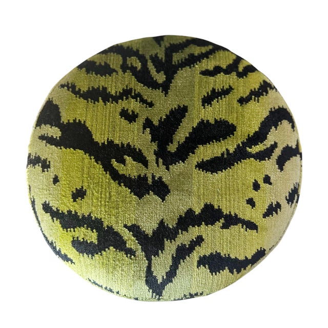 Mid 19th Century Mid 19th Century Victorian Black Wood Stool Upholstered in Scalamandré Tiger Velvet For Sale - Image 5 of 8