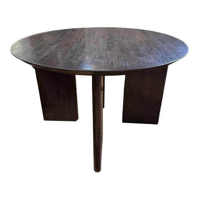 Large Teak Wood Table, Espresso Finish, Modern Organic For Sale