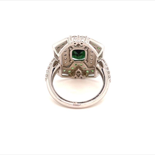 2010s Tourmaline Tsavorite Diamond Ring 14k Gold 5.55 TCW GIA Certified For Sale - Image 5 of 12