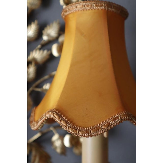 Hollywood Regency Floral Golden Wall Light, Florence, Italy, 1960s For Sale - Image 6 of 15