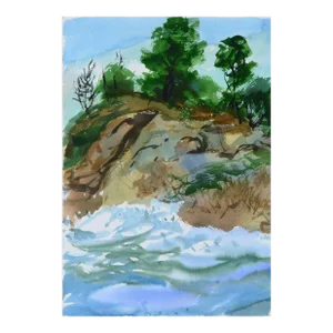 Cypress Point Sunrise / Pt. Lobos Seascape - Double Sided Watercolor by Les Anderson