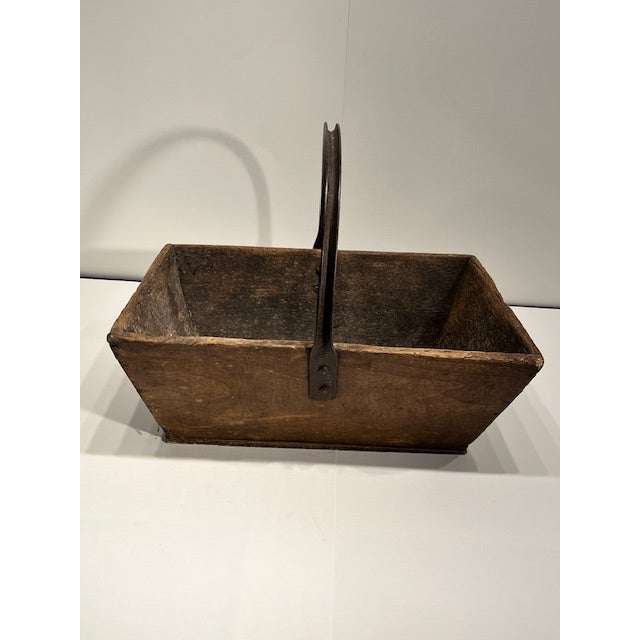 English English Wooden Gathering Basket With Metal Handle - #360 For Sale - Image 3 of 6