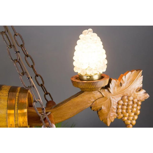 German Carved Wood Two-Light Wine Cellar Chandelier For Sale - Image 16 of 18