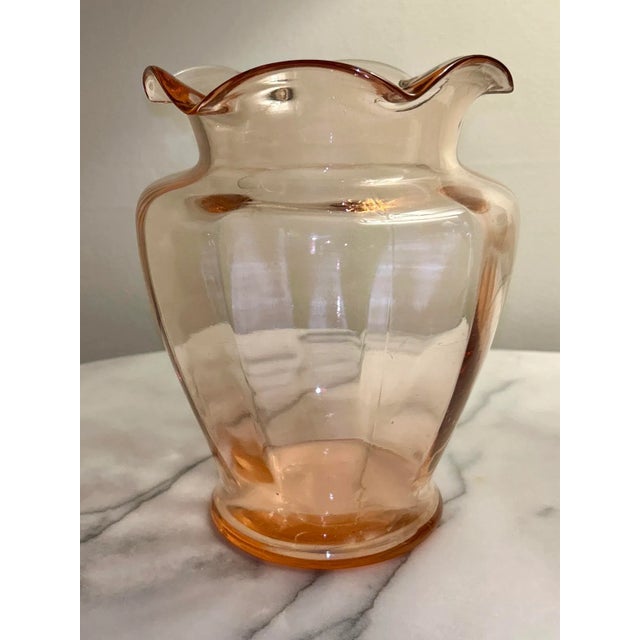 Pink Glass Hand Blown Scalloped Ruffled Vase W/Pontil Mark For Sale In New York - Image 6 of 10