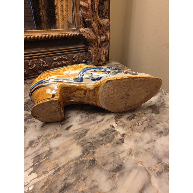 1900 - 1909 French Faience Tin Glazed Shoe For Sale - Image 5 of 11
