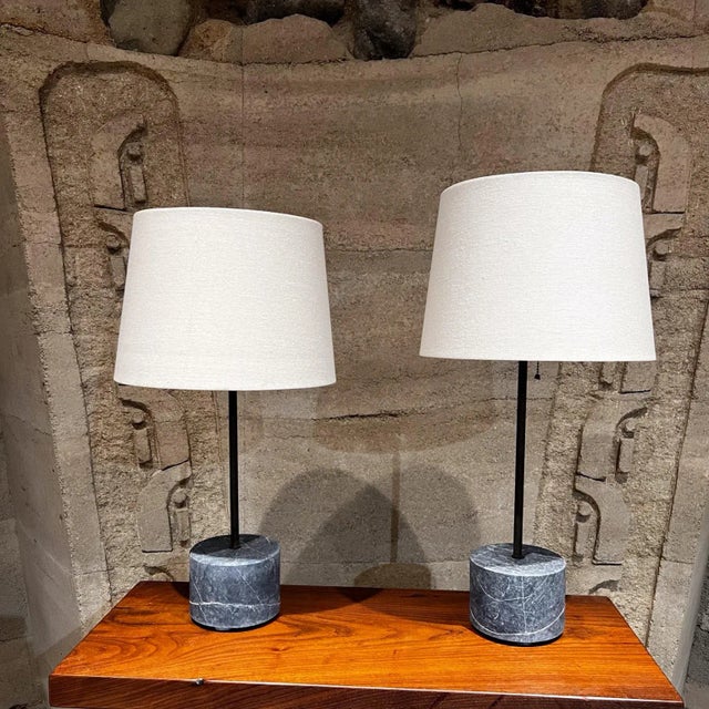 Contemporary Modern Raw Marble Gray Table Lamps by Pablo Romo Design For Sale - Image 4 of 5