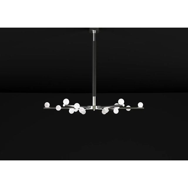 Demetra shiny silver metal chandelier by alabastro italiano dimensions: d 85 x w 97 x h 85 cm. Materials: white alabaster,...